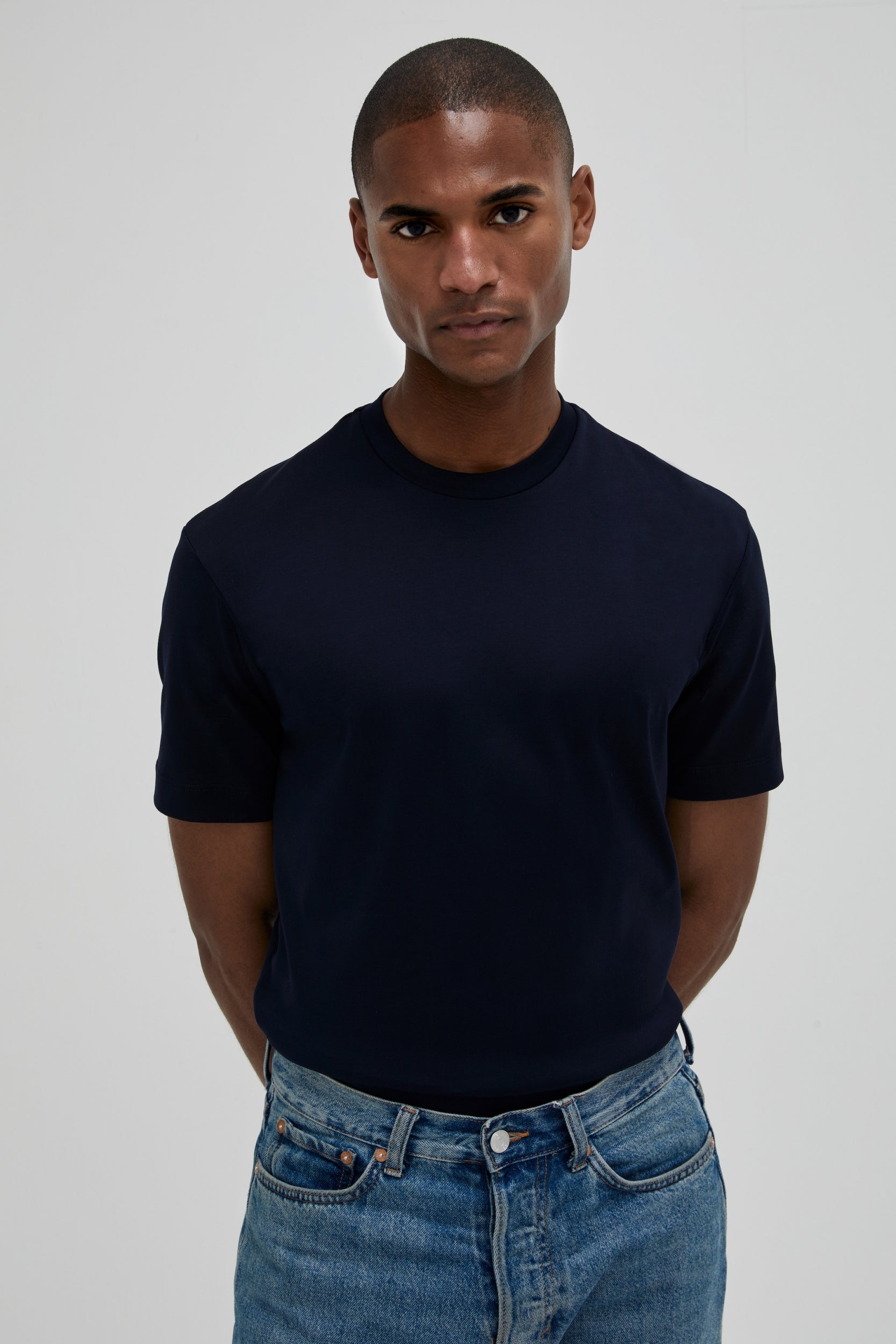 Valenza Interlock Supima T Shirt - Navy