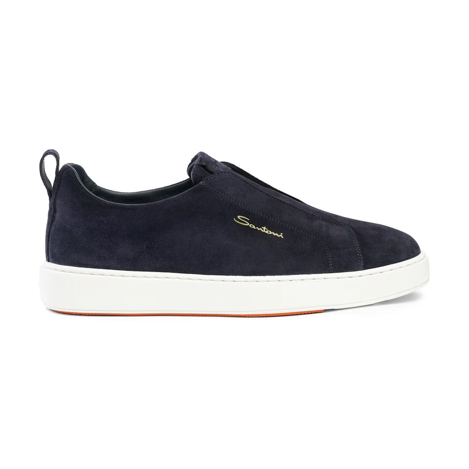 Santoni Slip-On Sneaker - Blauw Suede