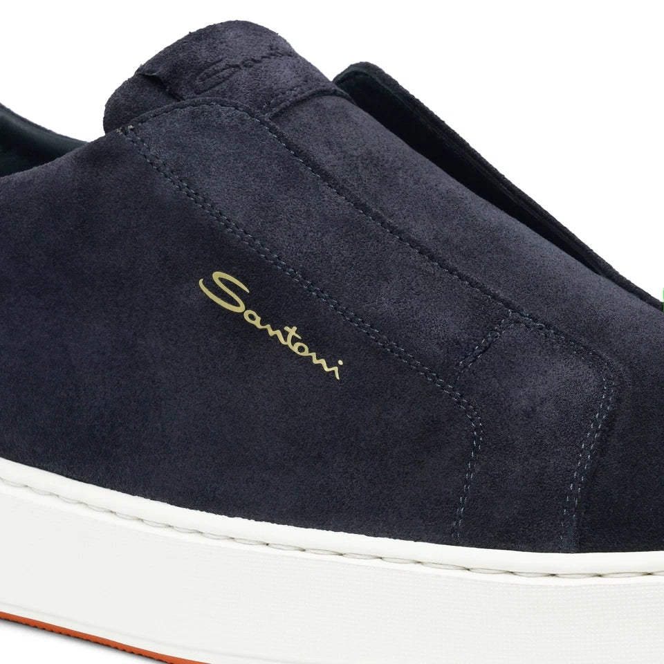 Santoni Slip-On Sneaker - Blauw Suede