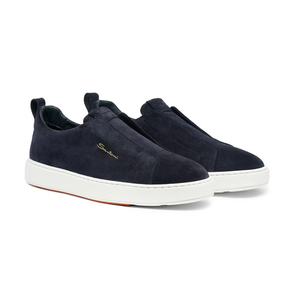 Santoni Slip-On Sneaker - Blauw Suede