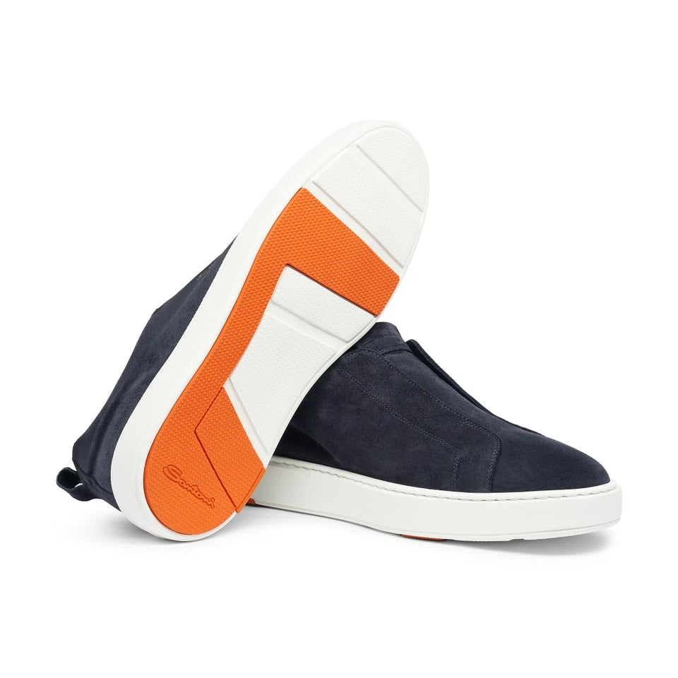 Santoni Slip-On Sneaker - Blauw Suede